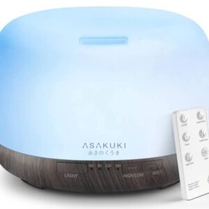 ASAKUKI Ultrasonic Aroma Diffuser - Soft Blue with Wood Base